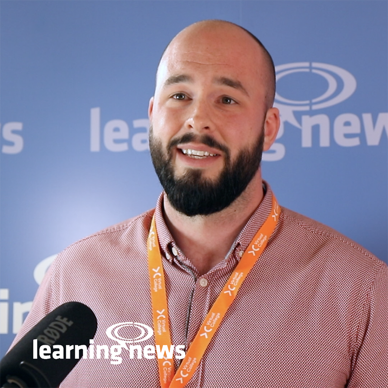 Daniel Nolan, Partnership Manager, Virtual College, talking to Learning News at LEARNINGLIVE 2019